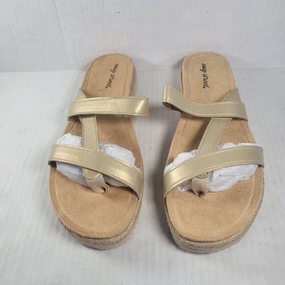 Easy Street Women Gold Song Slip-On Strappy Espadrille Sandals Size 6N - Picture 2 of 8